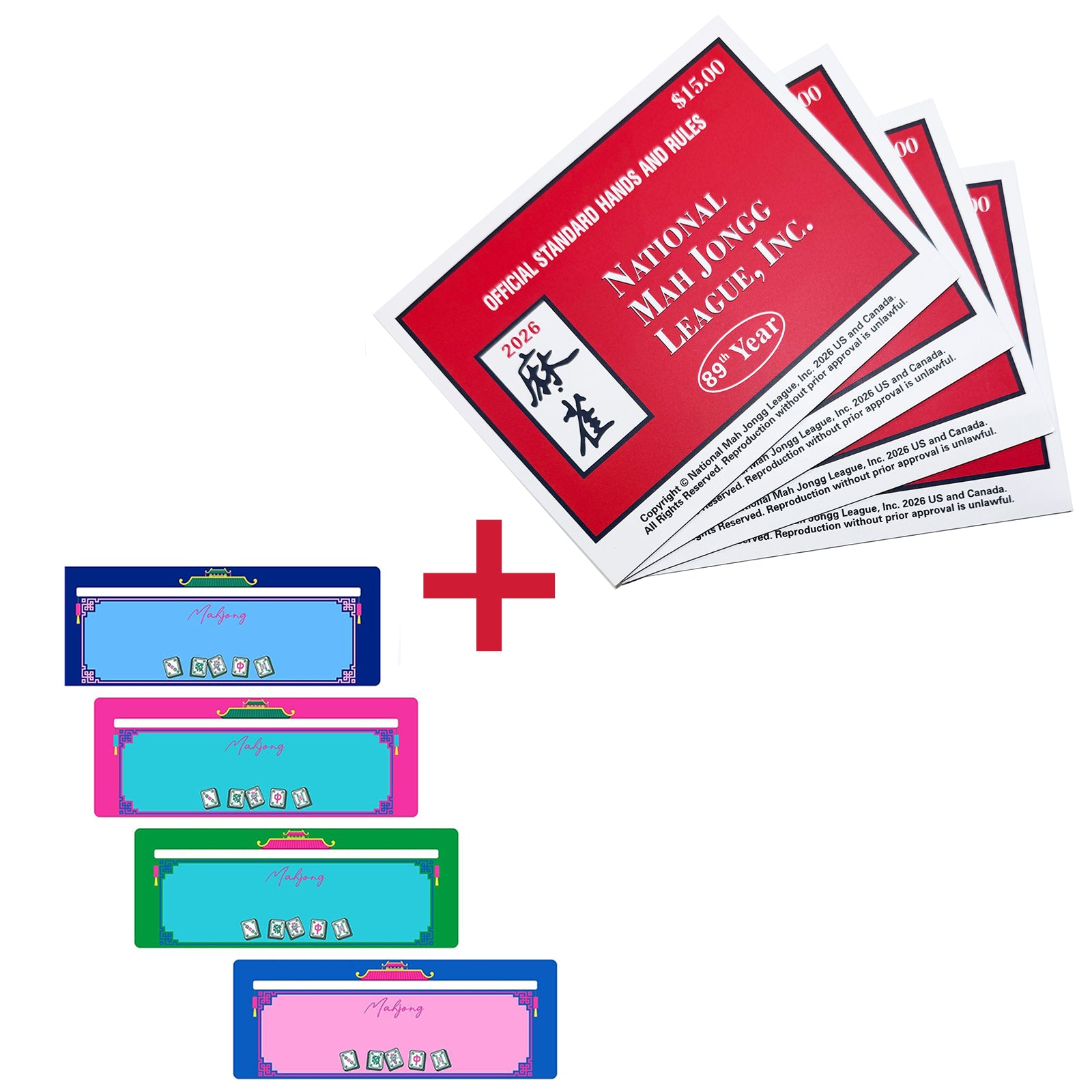 2026 Mahjong Cards plus 4 colorful Mahjong Line Finders bundle