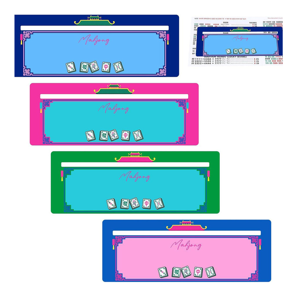 4 pack colorful Mahjong line finders with American Mahjong cards and tiles
